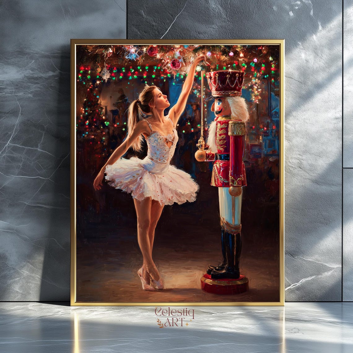 Nutcracker Ballerina Christmas Ballet Dancer Holiday Art Print