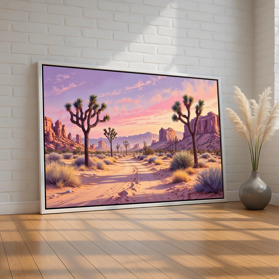 Desert Sunset Joshua Trees Canyon Trail Southwest Landscape Poster