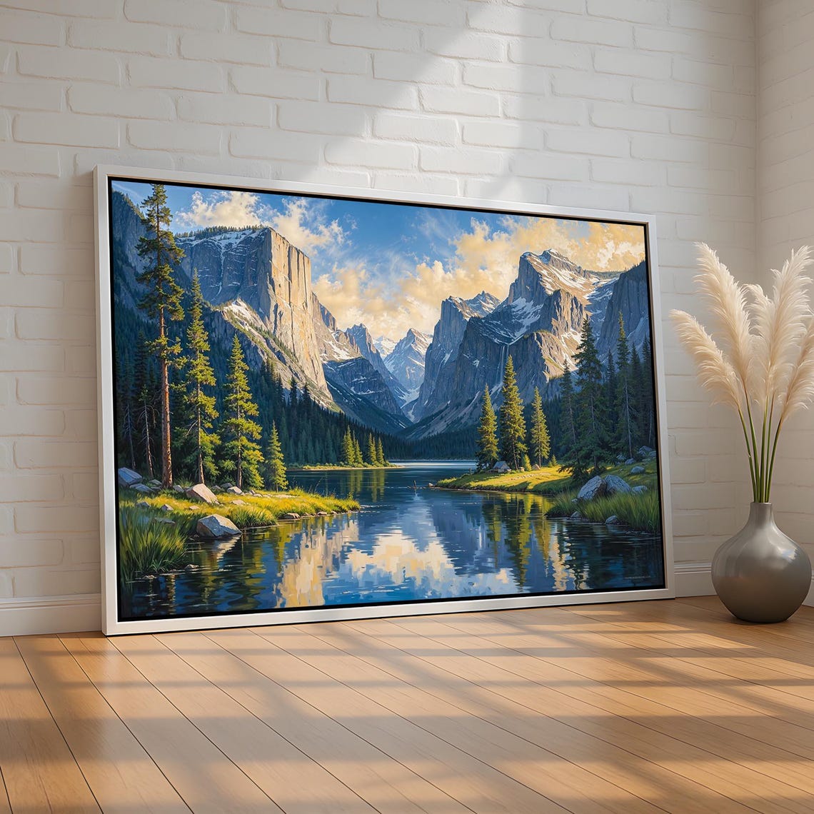 Granite Mountain Peaks Mirrored in a Pine Lake Nature Poster
