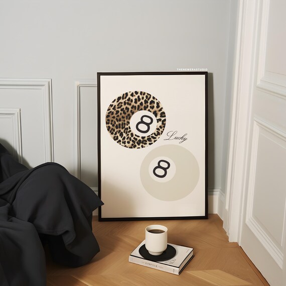Leopard Beige Lucky 8 Ball Printed Poster The New Era Studio