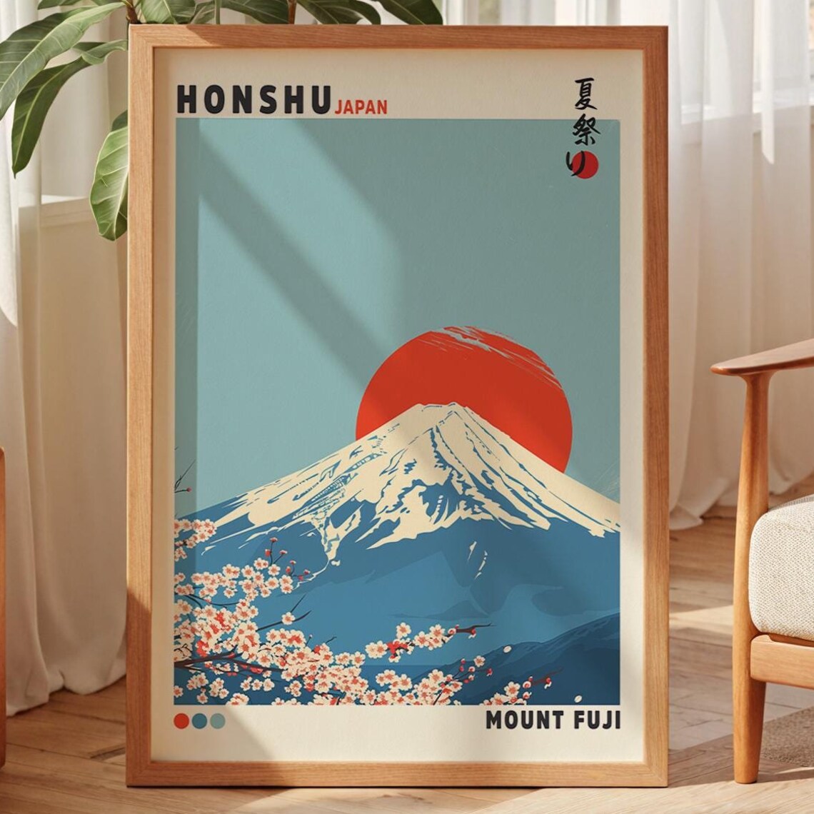 Mount Fuji Japanese Japandi Art Print, Modern