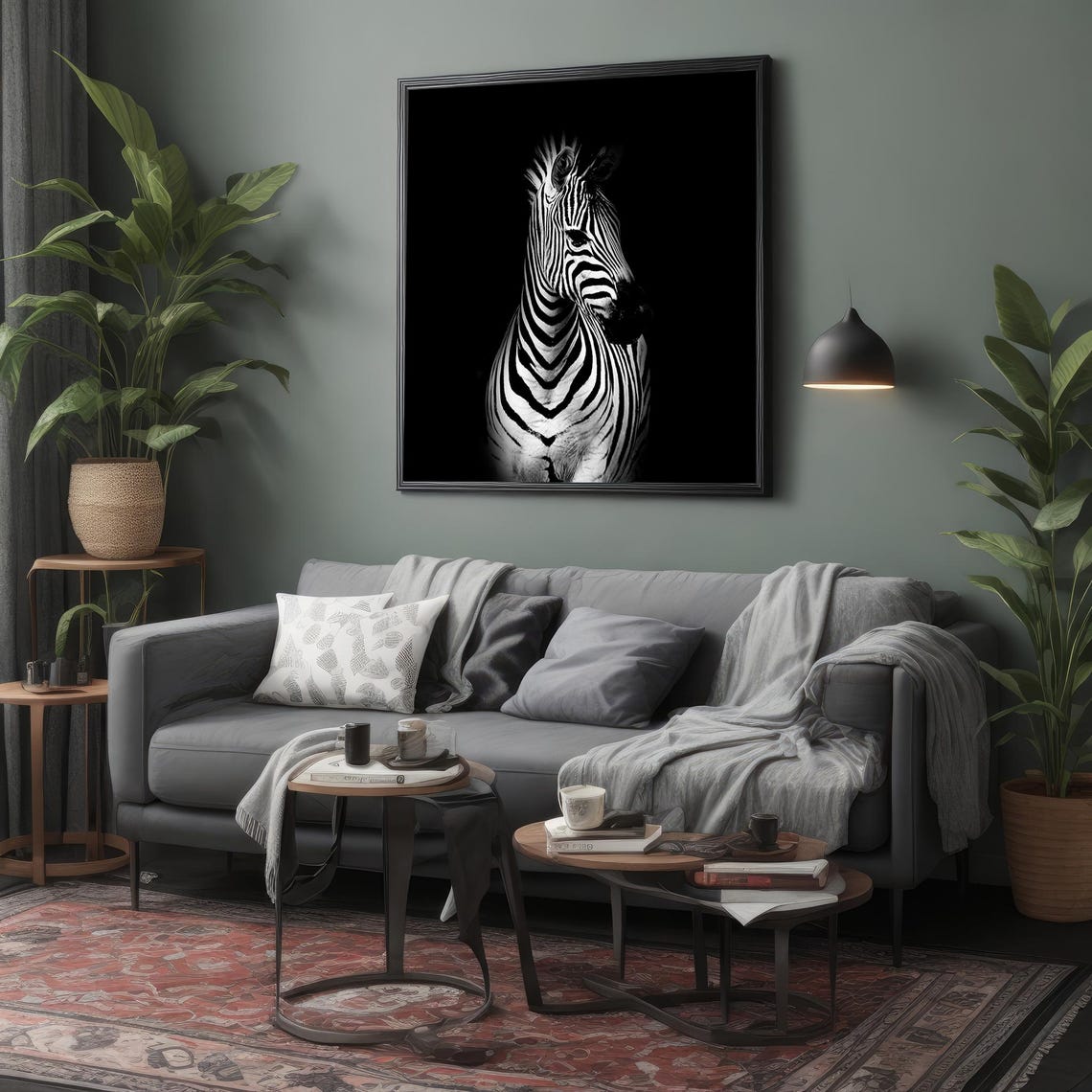 Zebra Portrait on Black Background Striking Wildlife Photo Art Poster - Image 4