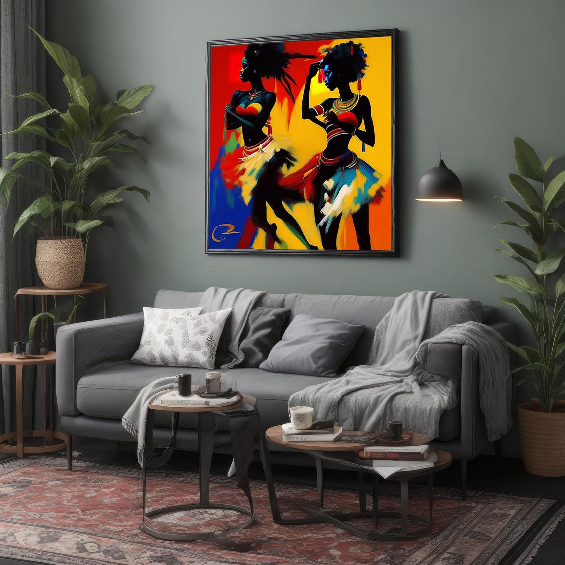 African Tribal Dancing Women Colorful Cultural Abstract Art Poster - Image 4