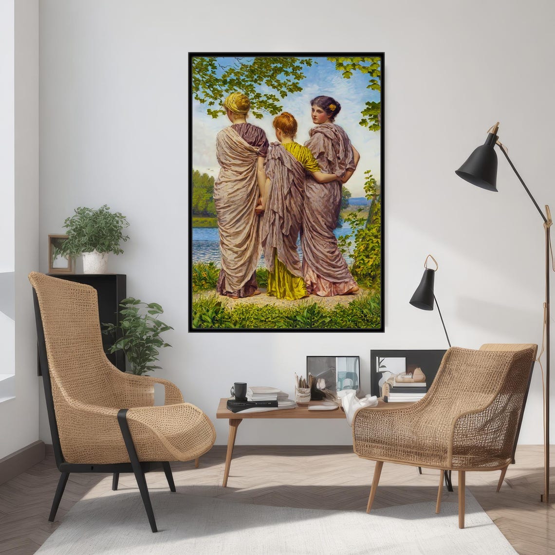 Three Classical Women by the Water Timeless Neoclassical Art Poster - Image 3