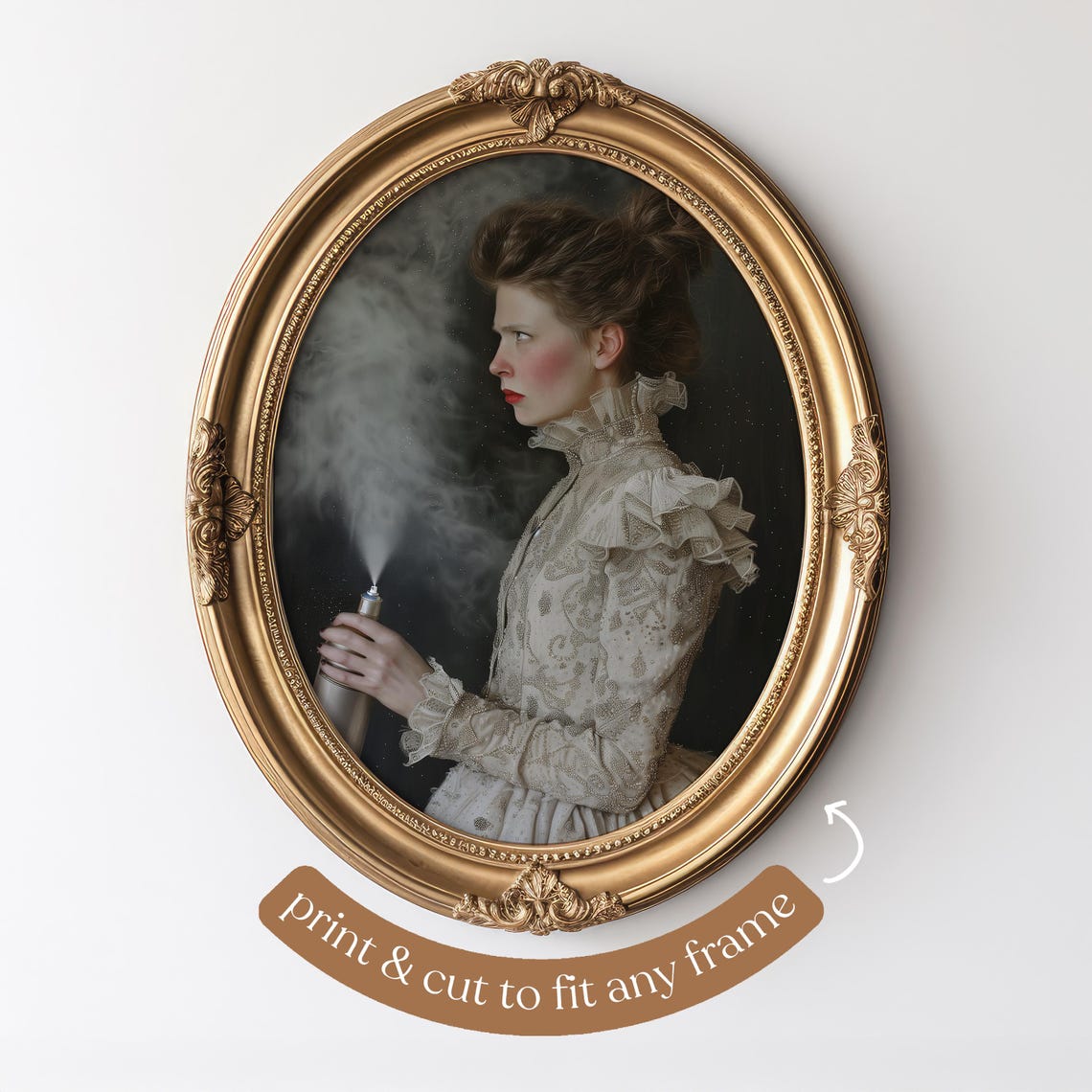 Victorian Lady Spraying Hairspray Quirky Funny Bathroom Decor Poster - Image 4