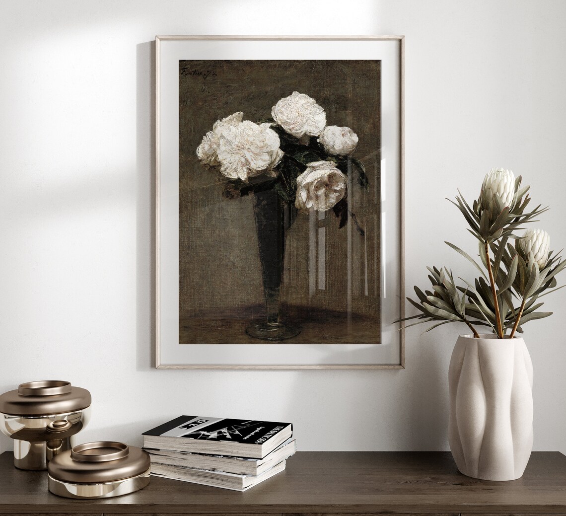 Moody Floral Print, Vintage Dark Academia Flowers - Image 4