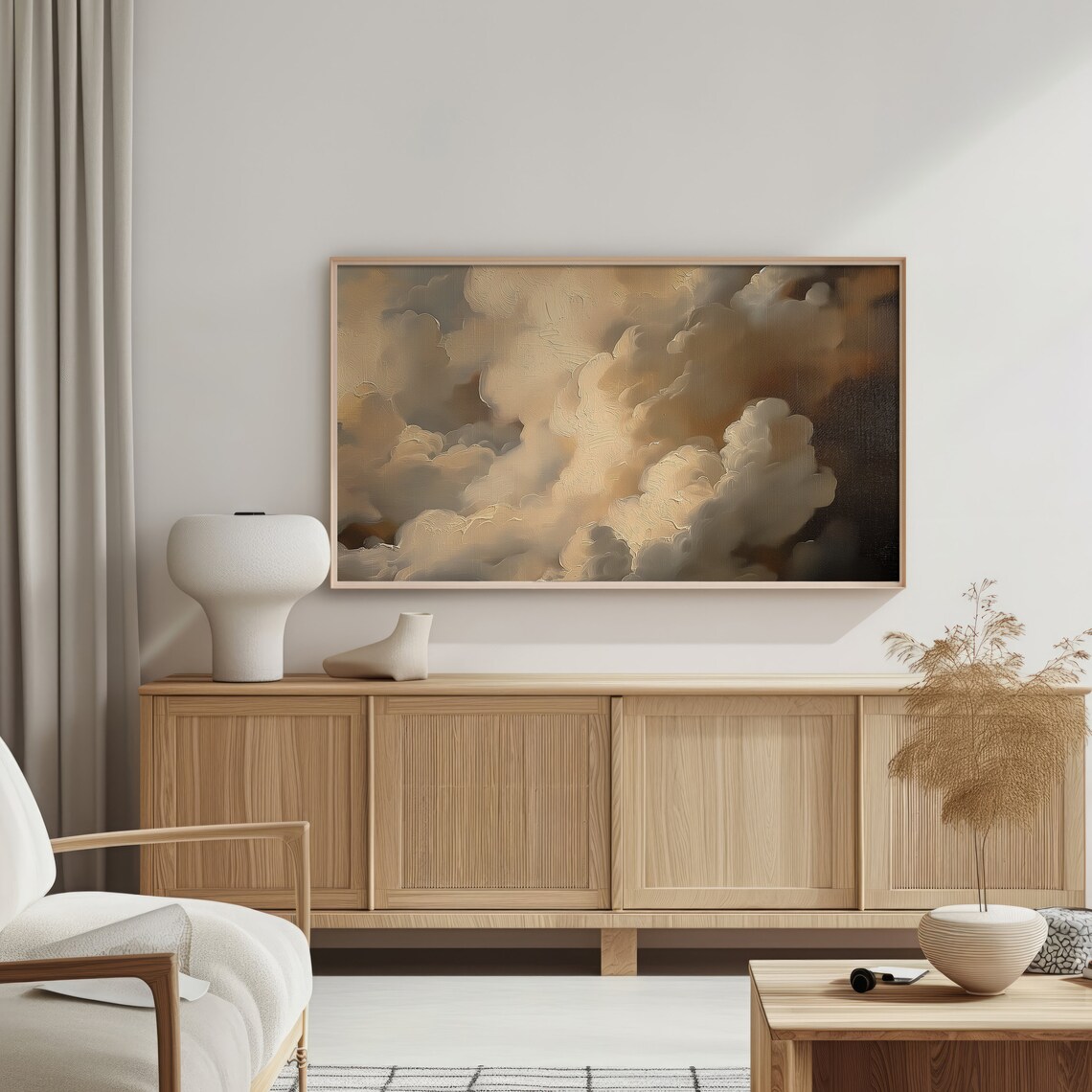 Cloud Frame TV Art, Moody Vintage Gold Cloud Art Print - Image 2