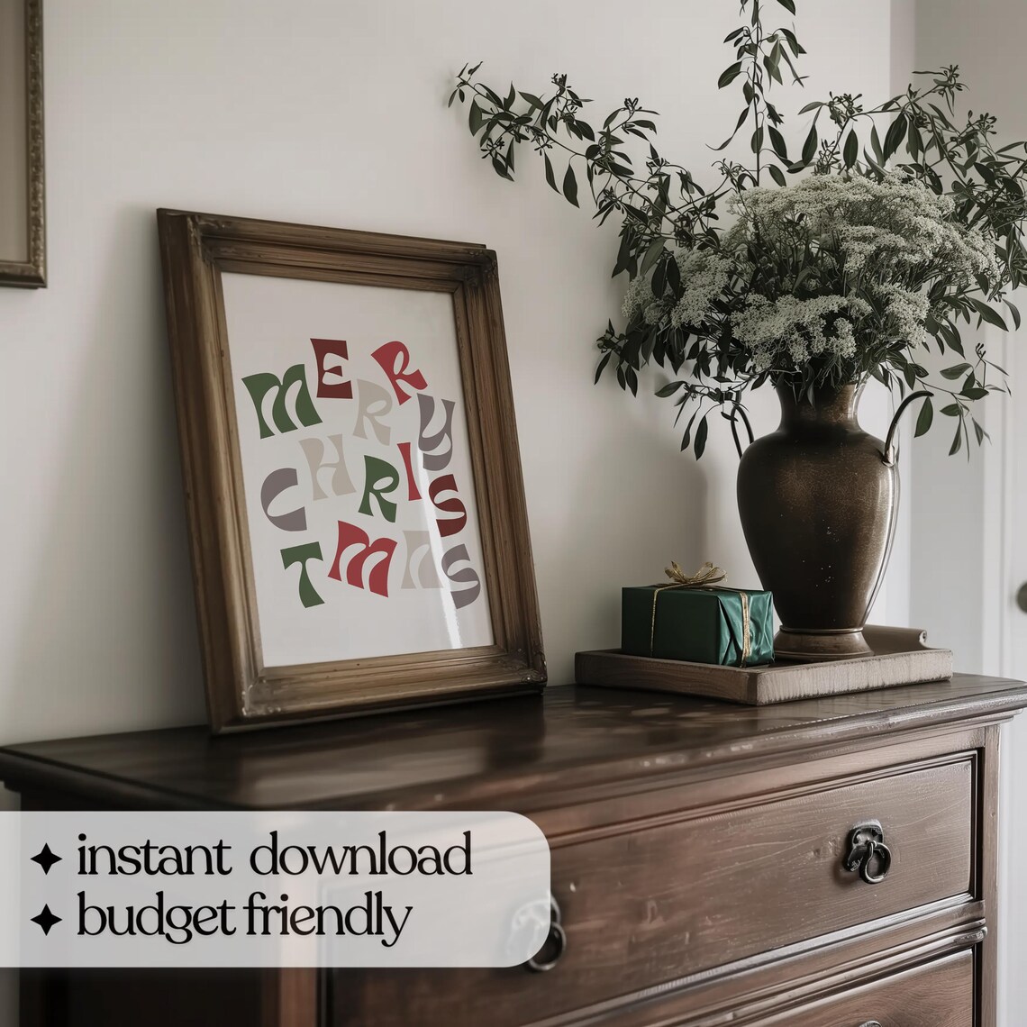 Merry Christmas Retro Holiday Quote Art Print - Image 5