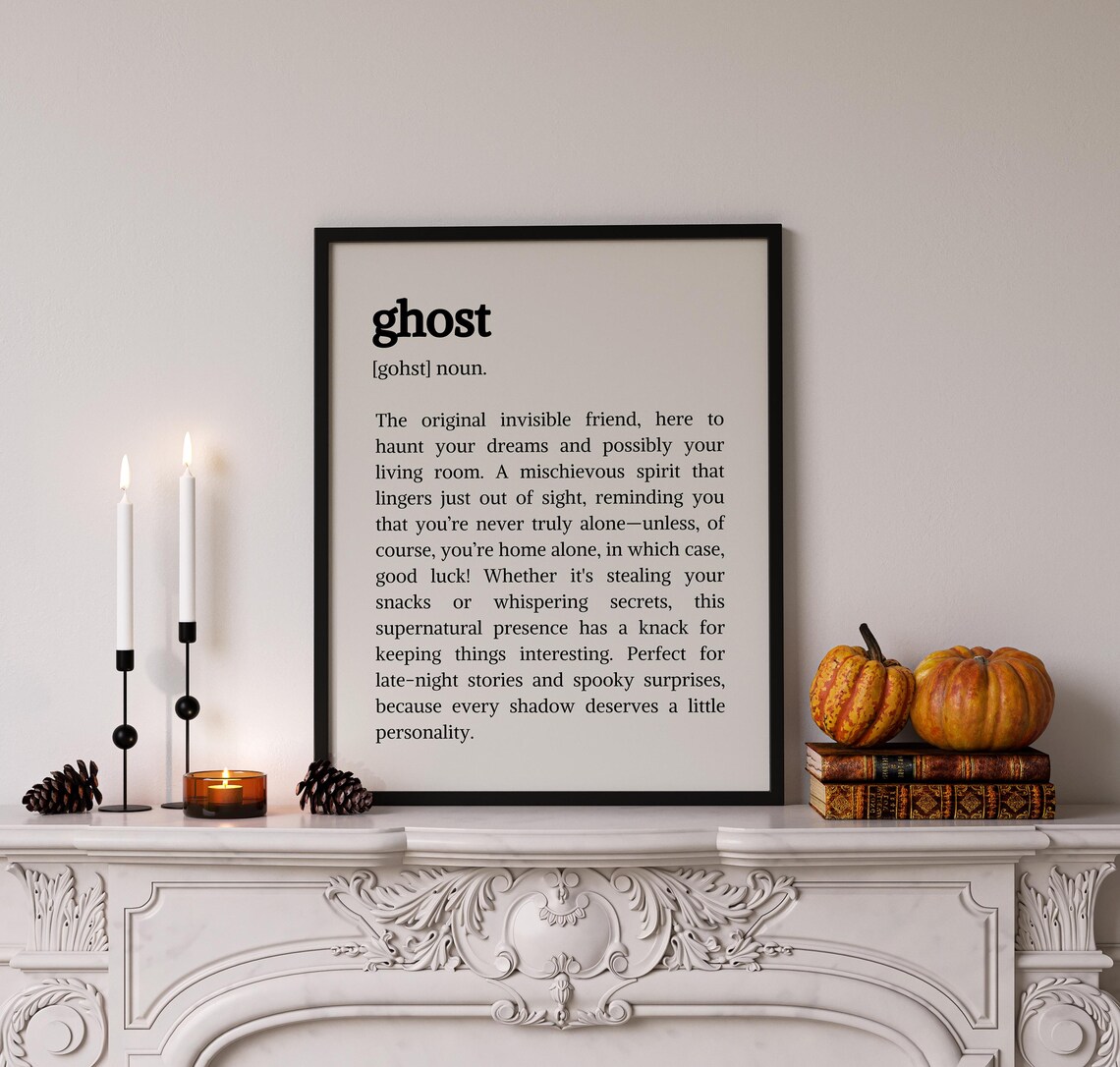 Ghost Definition Noun Funny Dictionary Typography Halloween Poster - Image 4