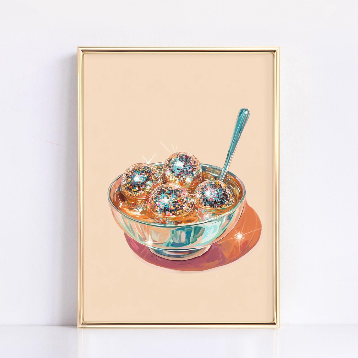 Disco Ball Soup Art Print, Eclectic Kitchen Poster