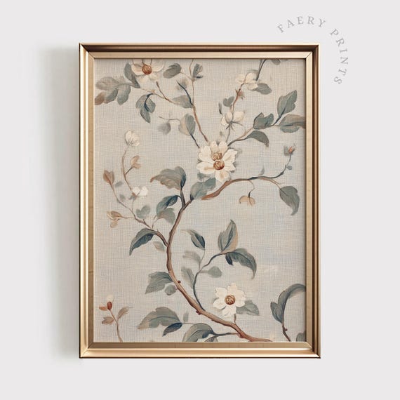 Elegant Floral Chinoiserie Wall Art Print