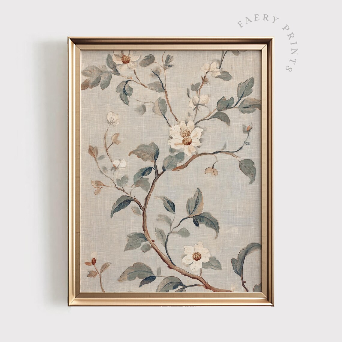 Elegant Floral Chinoiserie Wall Art Print