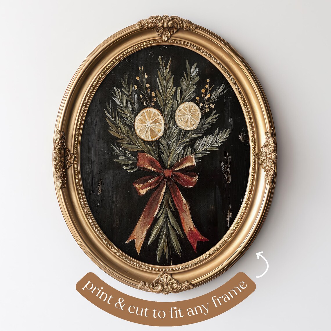 Christmas Citrus Pine Print, Rustic Holiday Decor - Image 3