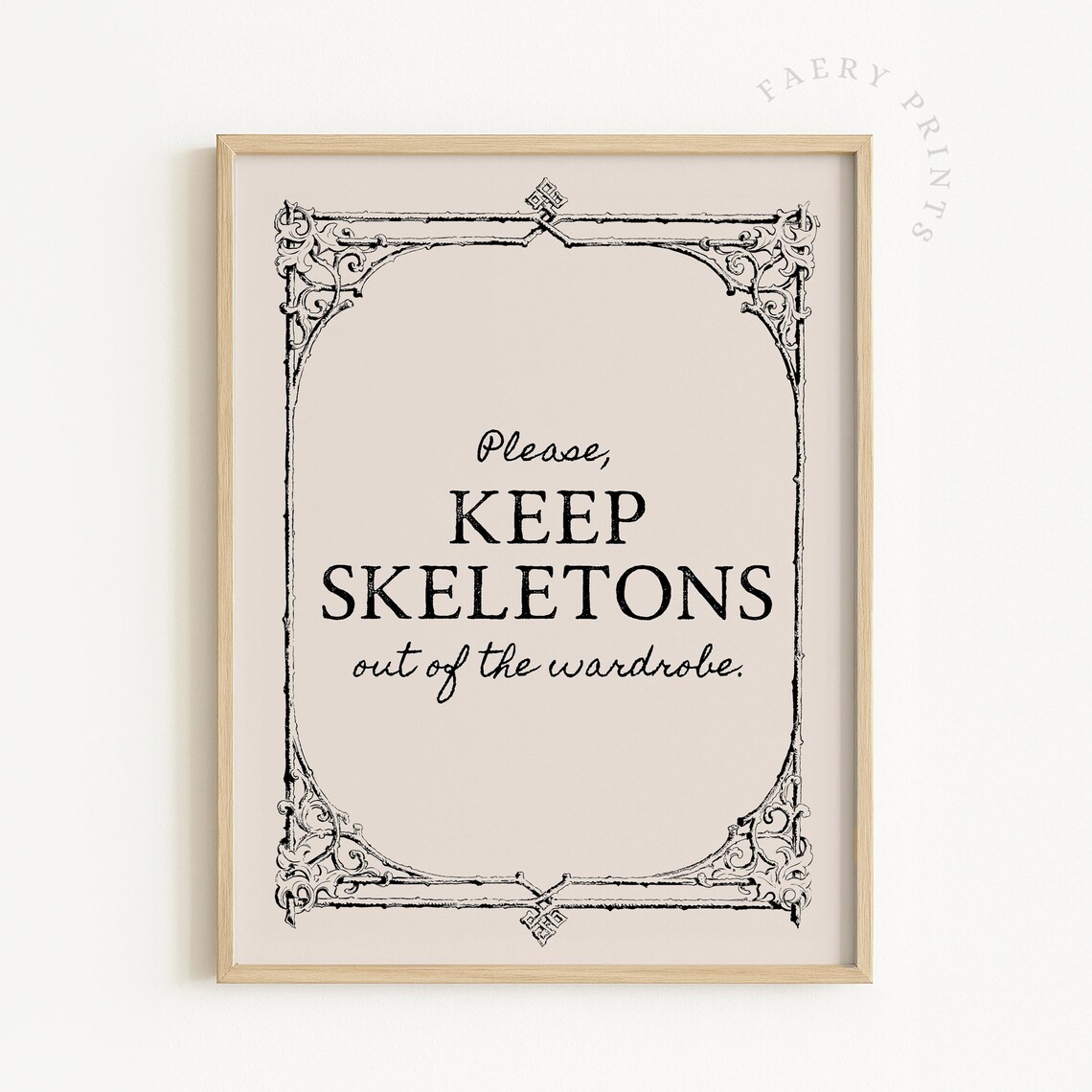 Funny Skeleton Halloween Print, Vintage Humor Poster