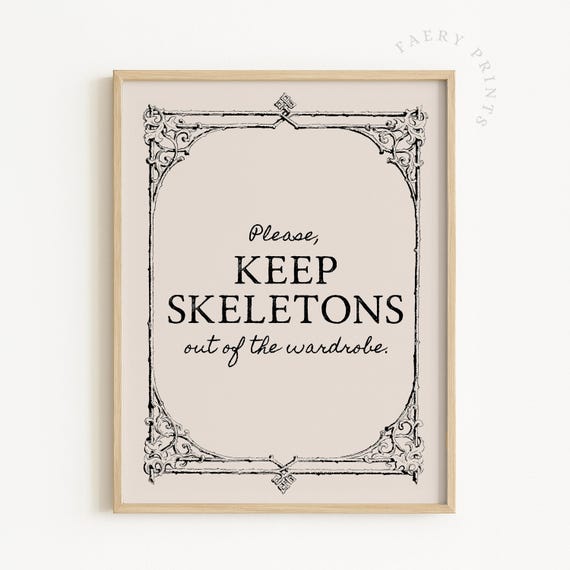 Funny Skeleton Halloween Print, Vintage Humor Poster