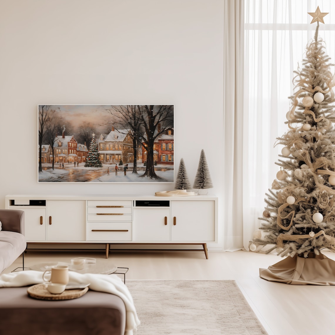 Small Town Winter Christmas Travel Poster