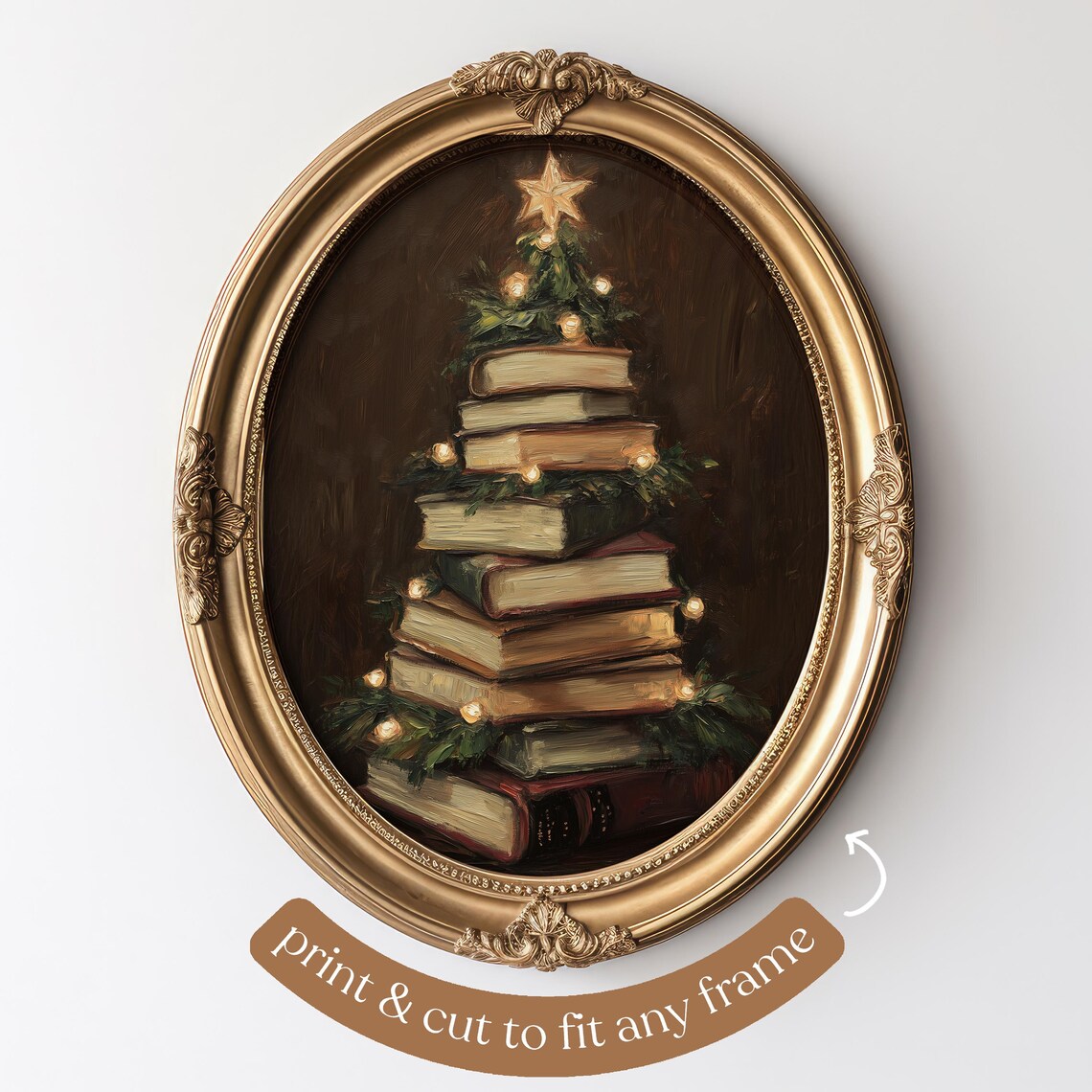 Book Christmas Tree, Festive Holiday Art Print - Image 2