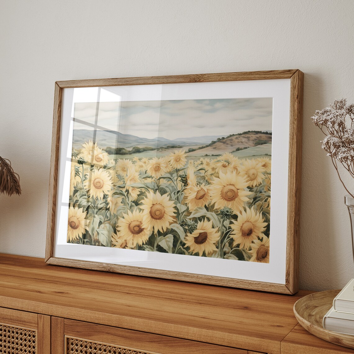 Sunflower Field Art Print, Soft Autumn Decor - Image 2