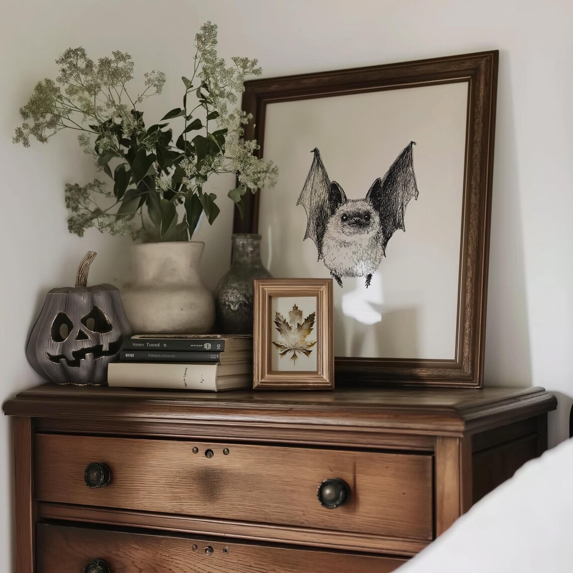 Bat Print Halloween Wall Art, Minimalist Spooky Decor - Image 5