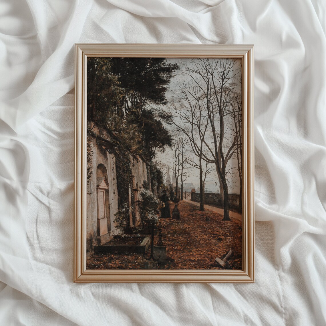 Autumn Graveyard Vintage Fall Landscape Art Print