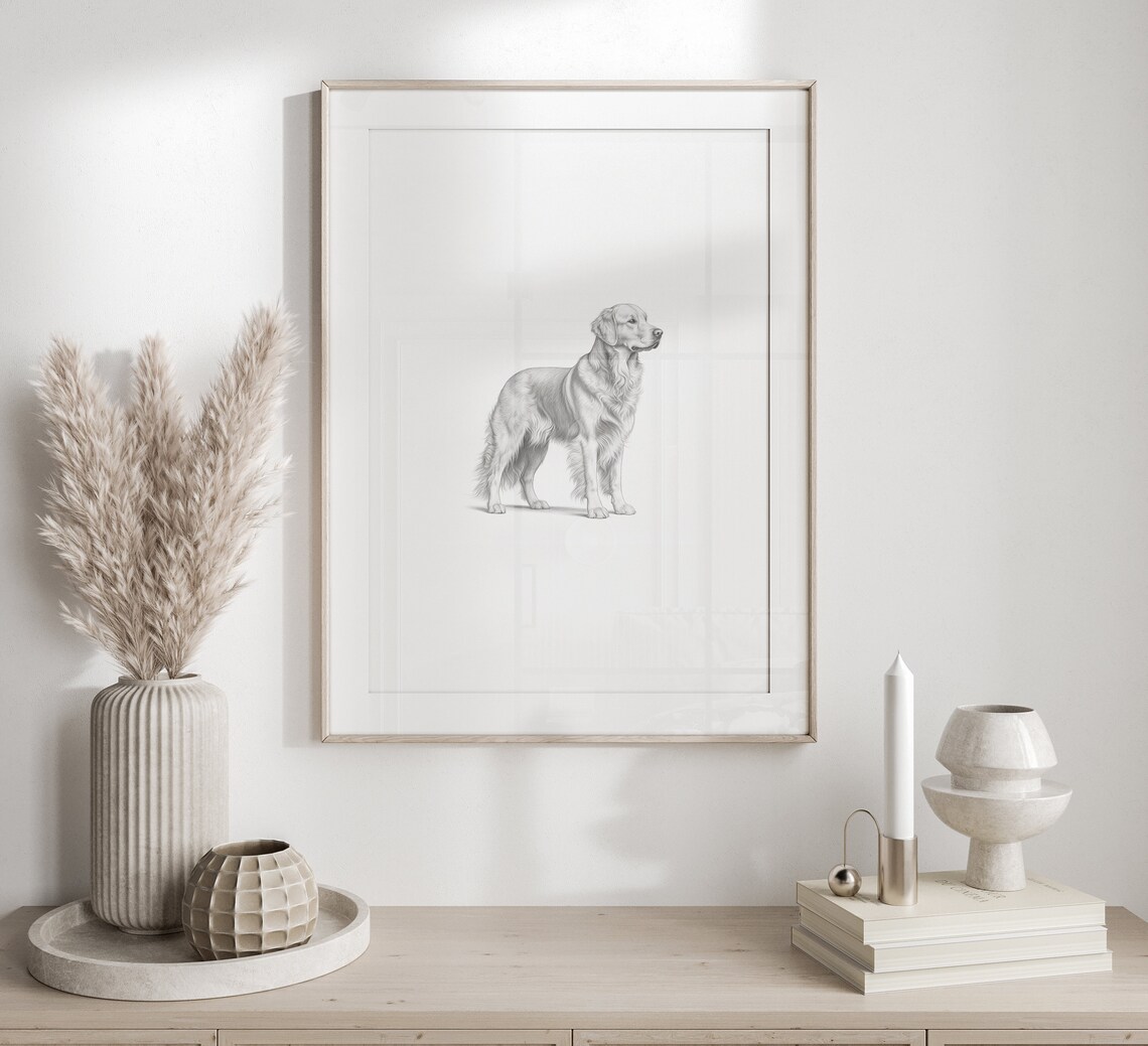 Golden Retriever Dog Sketch Art Print, Goldie - Image 2