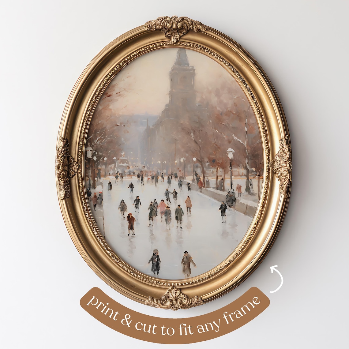 Ice Skating Vintage New York Winter Art Print - Image 4
