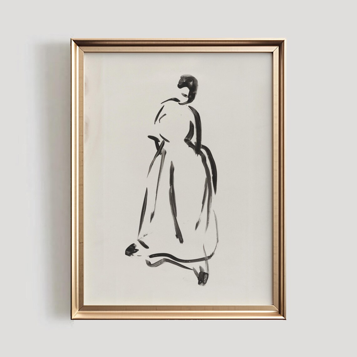Woman Sketch, Neutral Minimalist Modern Farmhouse Decor