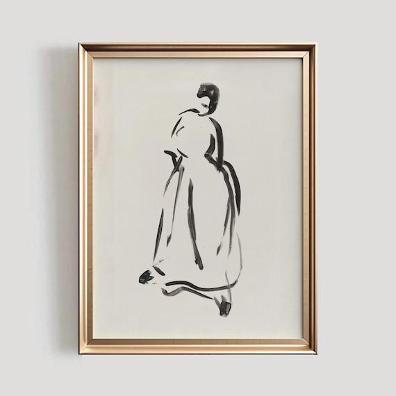 Woman Sketch, Neutral Minimalist Modern Farmhouse Decor