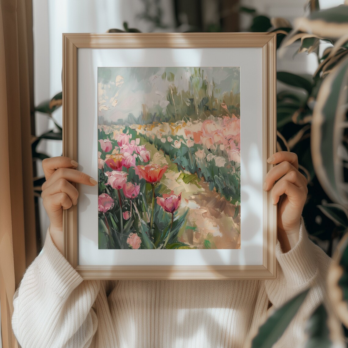 Spring Tulip Field Art Print, Floral Landscape - Image 4