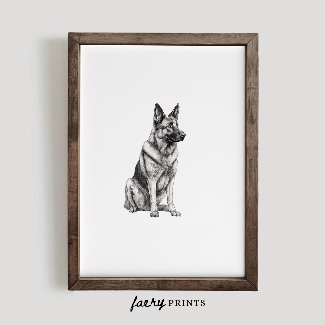 German Shepherd Print, Alsatian Dog Sketch Art - Image 2