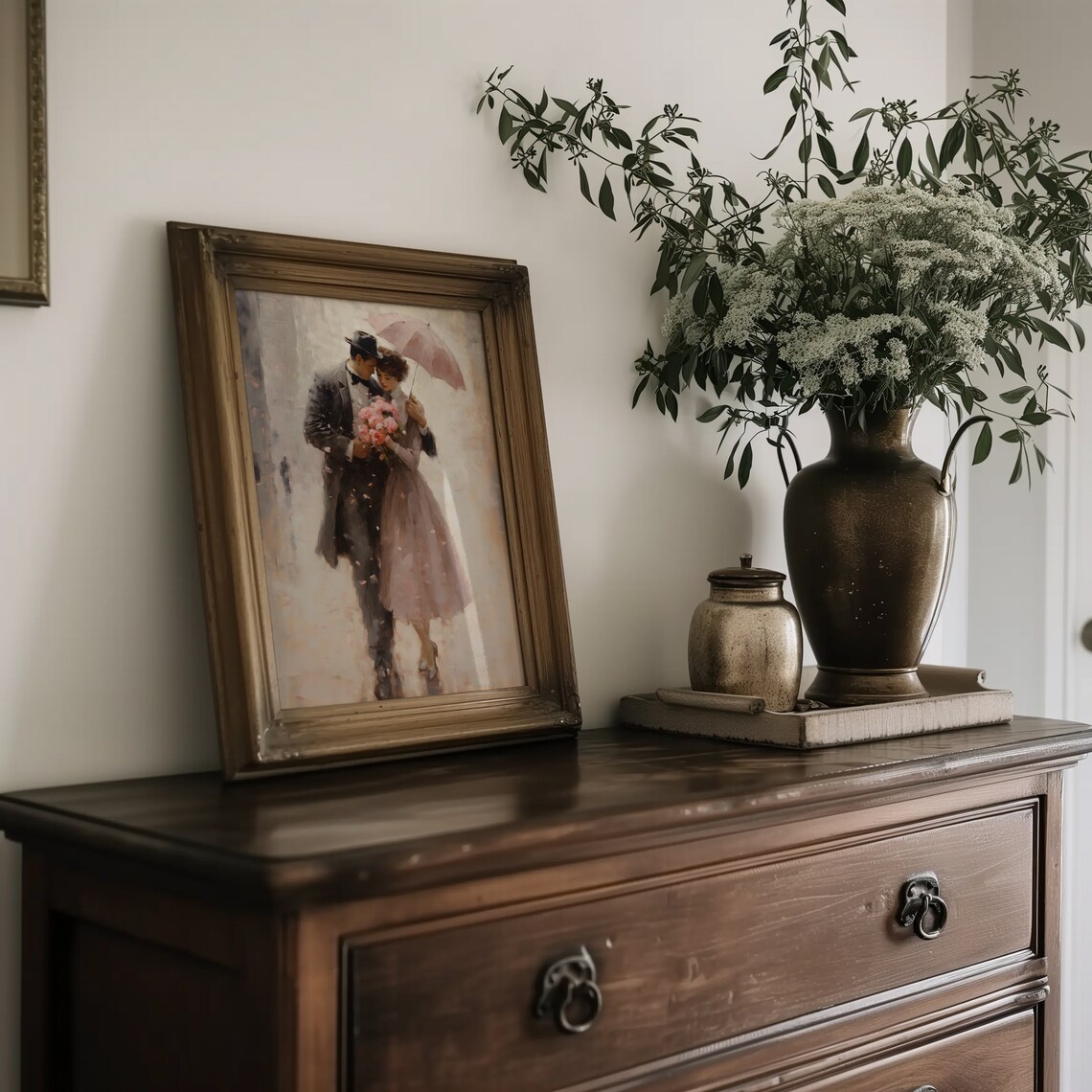 Romantic Rain Print, Vintage Romance Decor - Image 5