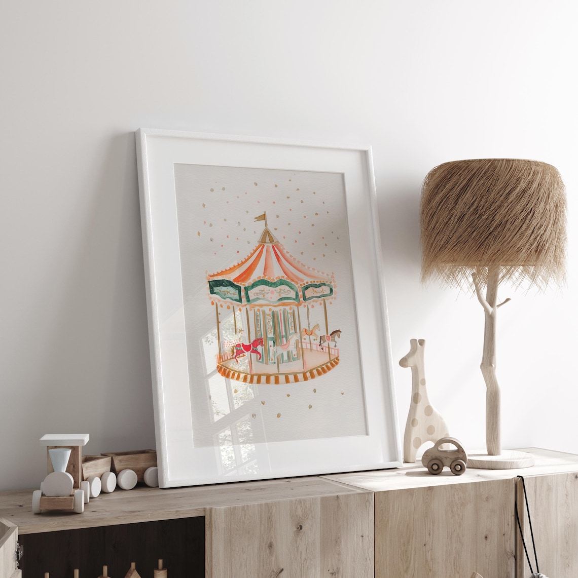 Watercolor Carousel Nursery Art Print, Whimsical Carnival - Image 5