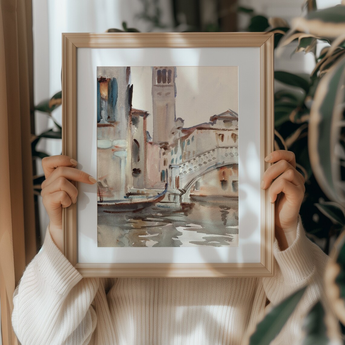 Venice Canal Stone Bridge Gondola Watercolor Travel Art Poster - Image 4