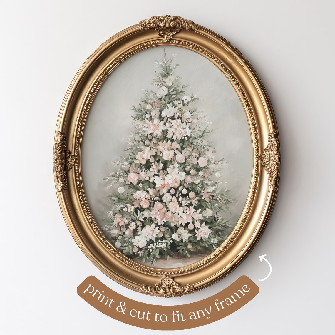 Floral Christmas Tree Print, Pastel Holiday Decor - Image 4