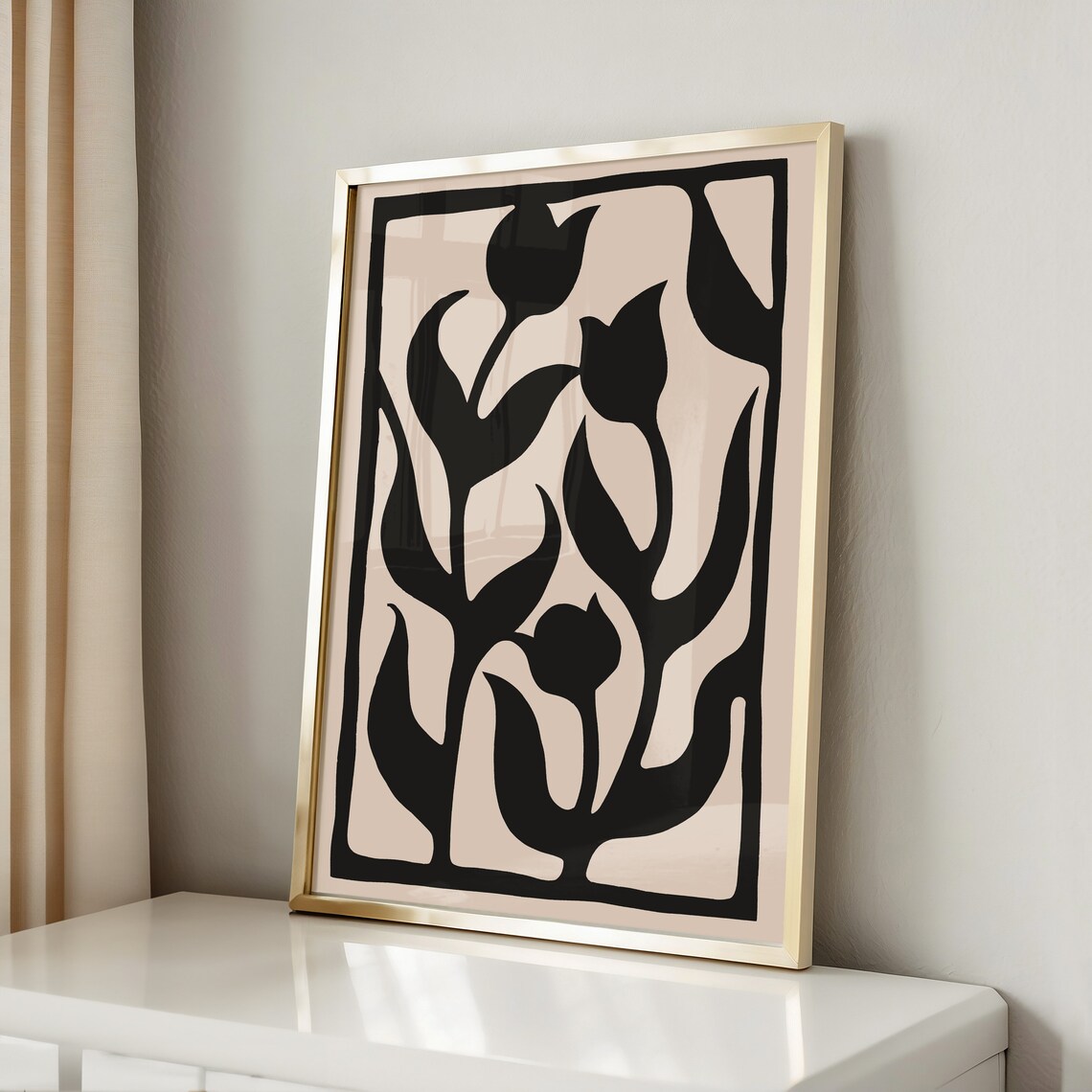 Minimalist Neutral Spring Tulip Art Print - Image 5