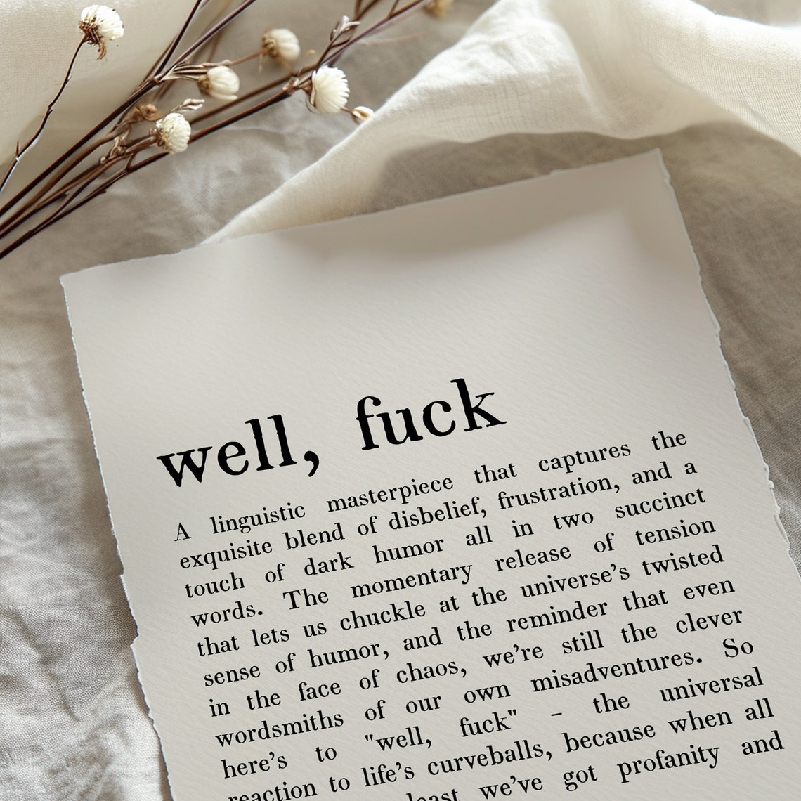 Well Fuck Funny Dictionary Definition Gag Gift Bold Wall Art - Image 4
