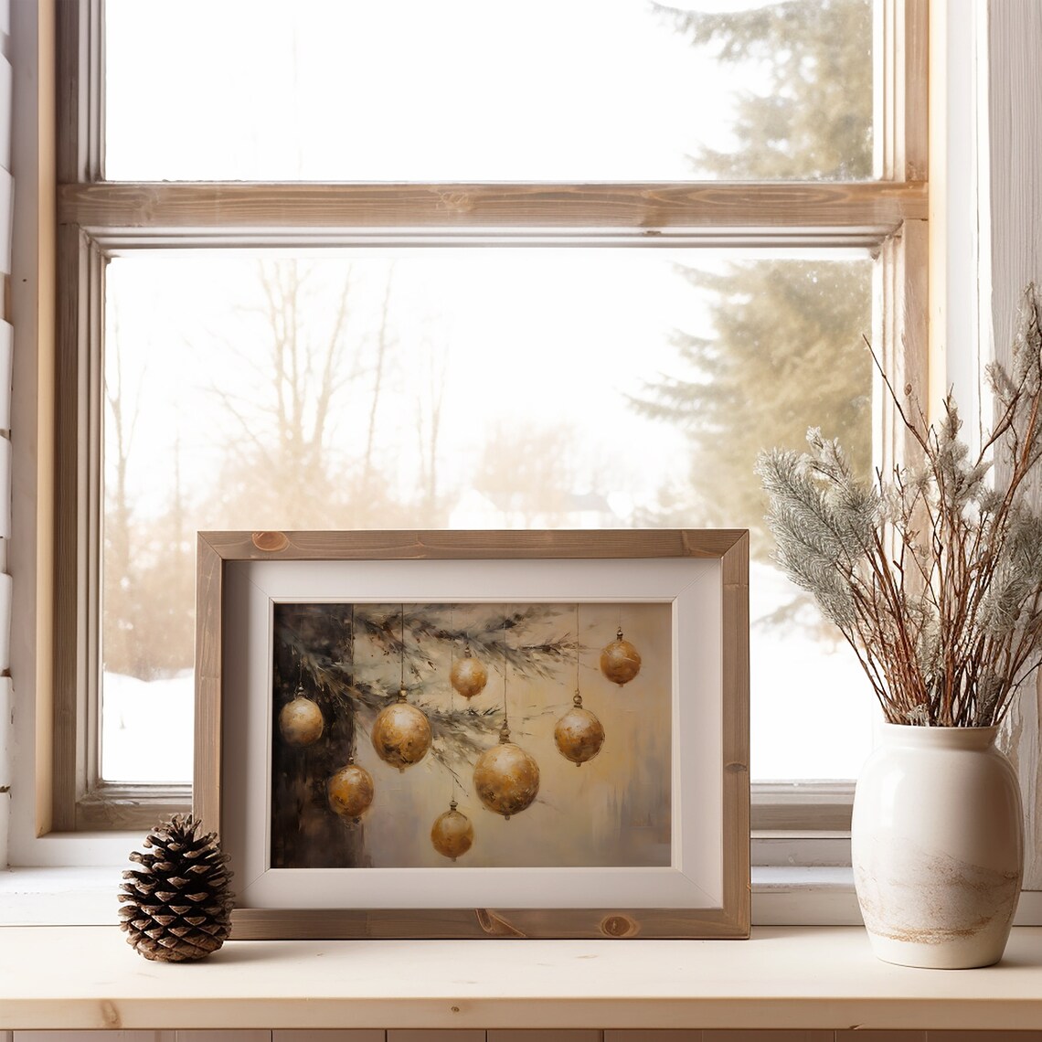 Gold Christmas Wall Art, Vintage Christmas Art Print - Image 5