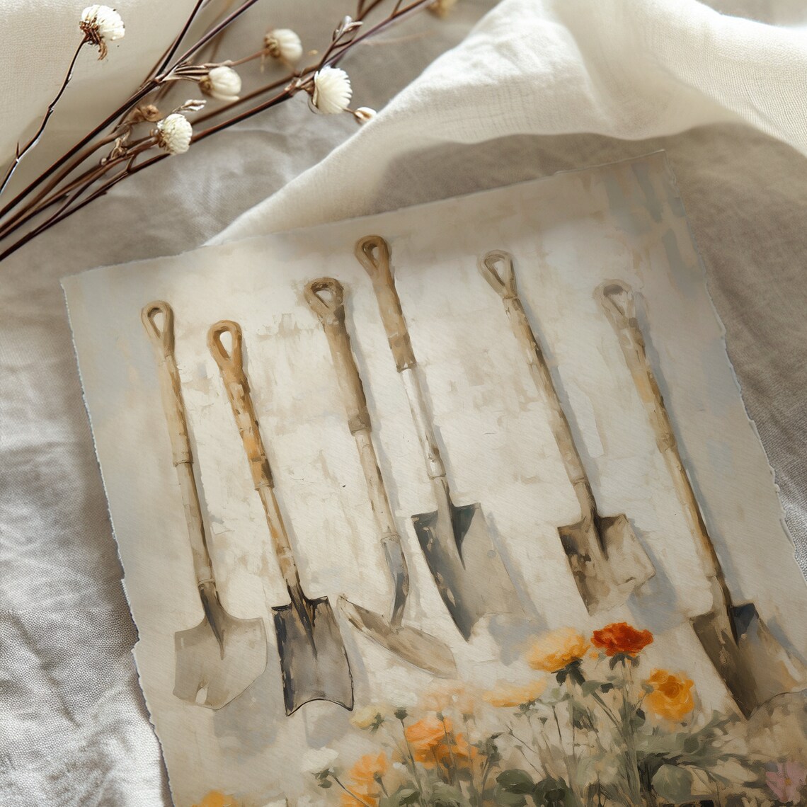 Spring Garden Tools Vintage Farmhouse Art Print - Image 5