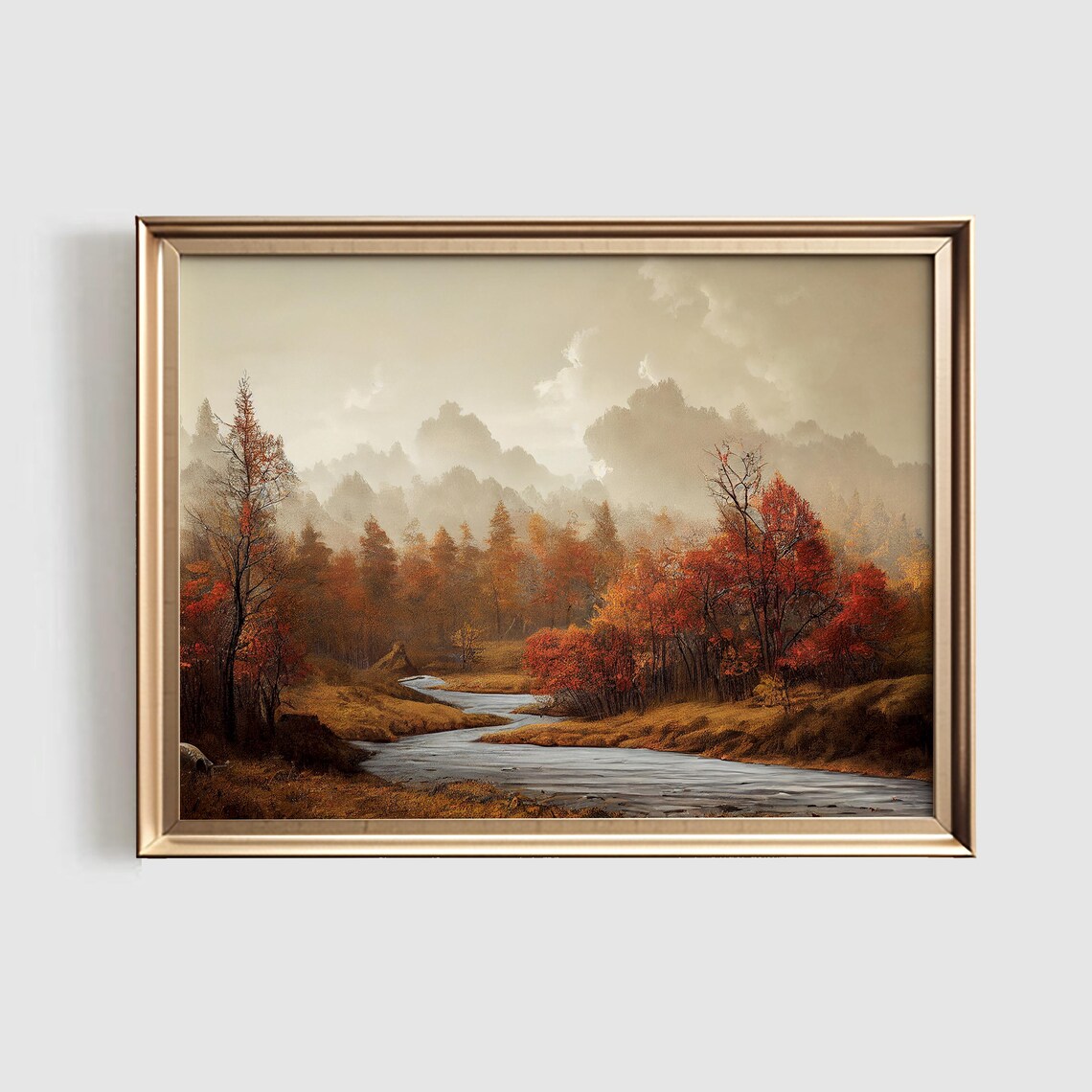 Autumn Landscape Print, Fall Foliage Forest