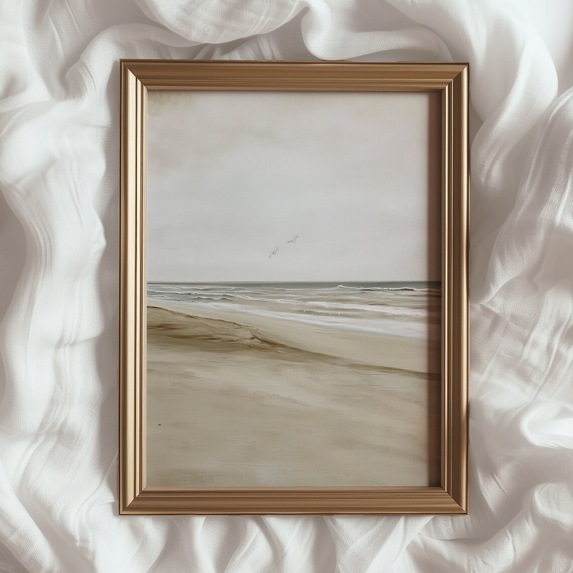 Coastal Landscape Art Print, Vintage Ocean Wall Art