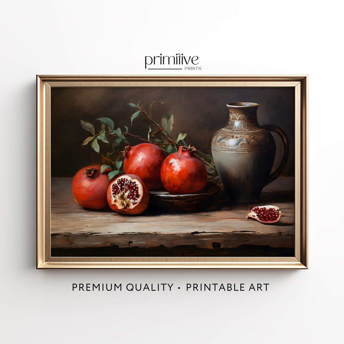 Pomegranate Print, Vintage Rustic Kitchen Art