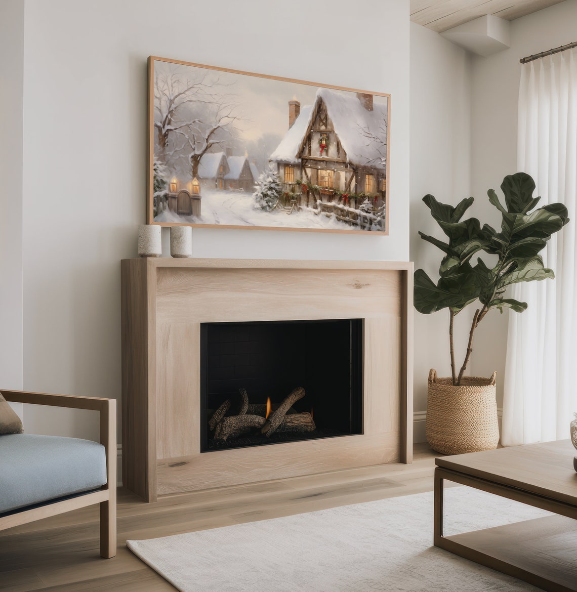 Winter Village Frame Tv Art Christmas Tv Art Tv Painting Cozy Holiday Smart Tv Art Snowy House Art S211 - Image 5