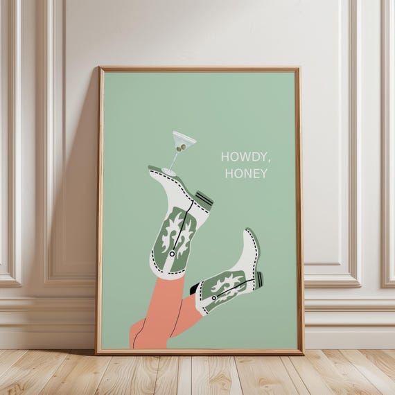 Cowboy Boot Print Rustic Western Home Decor