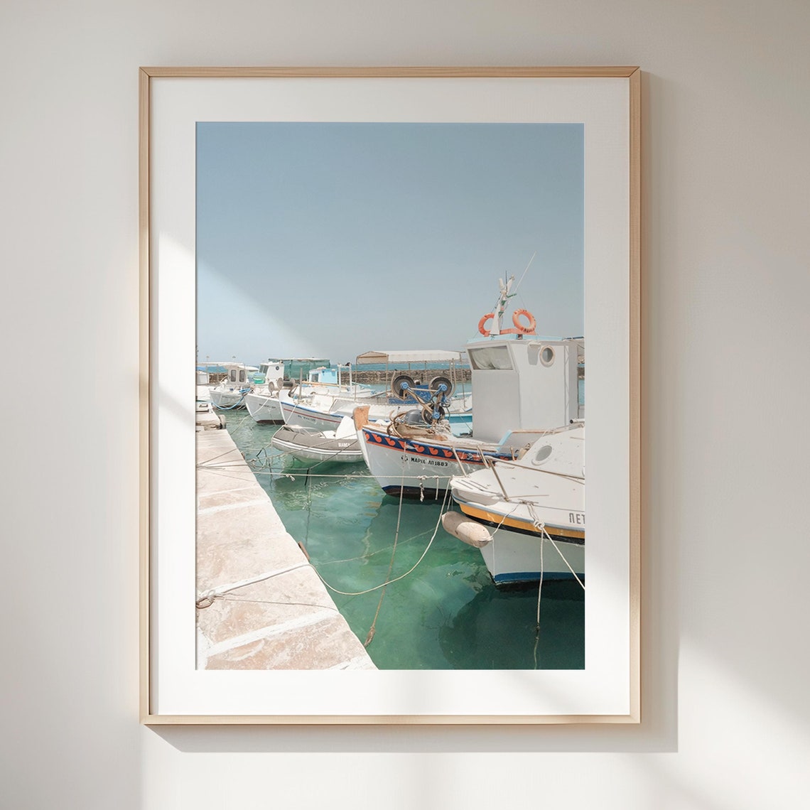 Greek Fishing Boats Wall Art Greece Print Blue White Greece Wall Art Paros Art Naoussa Photography Print Greek Island Poster
