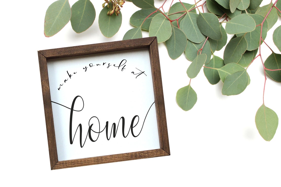 Make Yourself at Home Calligraphy Mantel Framed Wall Sign Poster - Image 3