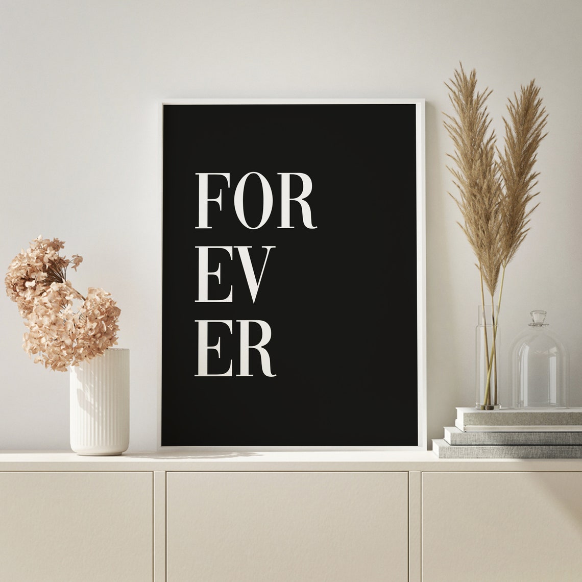 Forever Minimalist Stacked Typography White on Black Quote Poster - Image 3