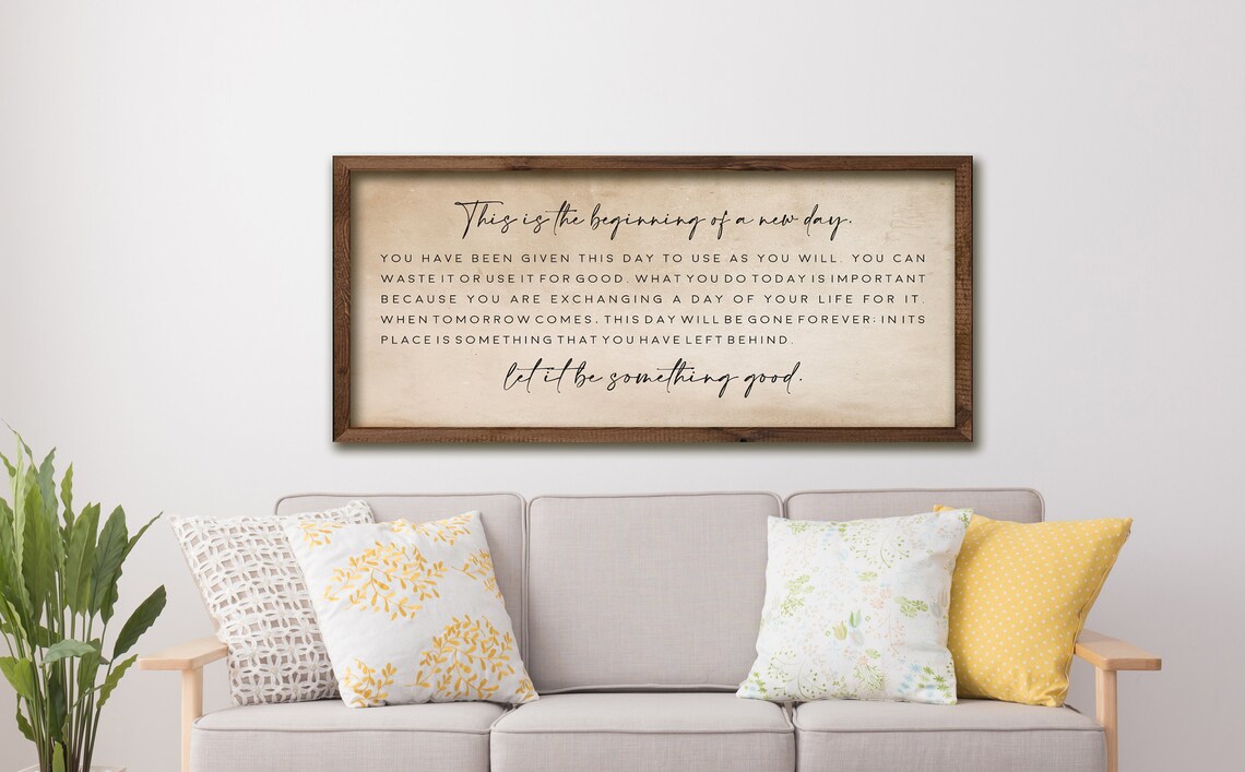 Beginning Of A New Day Inspirational Quote Cream Morning Office Poster - Image 3