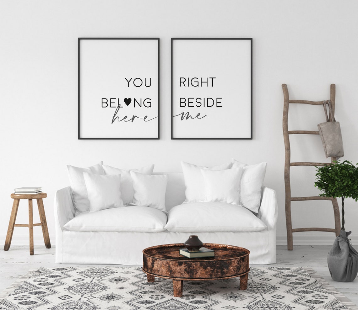 You Belong Here Right Beside Me Bedroom Wall Sign Set Poster - Image 2