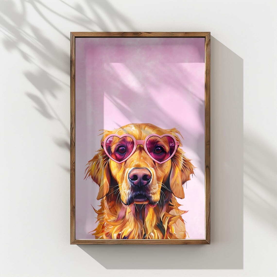 Golden Retriever Pink Heart Sunglasses Cute Happy Dog Poster