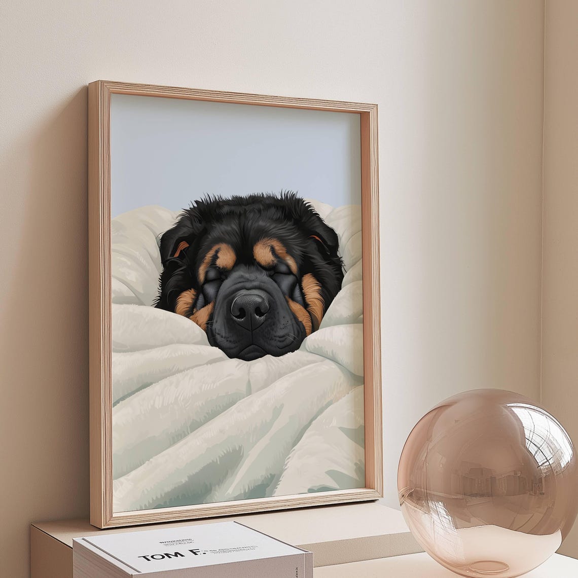 Tibetan Mastiff Puppy Sleeping Cozy Blanket Cute Dog Art Poster
